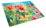 NEW Hawaii Hawaiian Hibiscus in Watercolor Glass Cutting Board Decorative Tempered Glass Kitchen Cutting and Serving Board Large Size Chopping Board