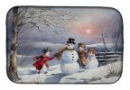Christmas Snowmen Dish Drying Mat Absorbent Dish Drying Mat Pad for Kitchen Counter Dish Drainer Mat for Countertop, 14 x 21", Multicolor