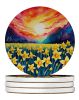 Colorful Daffodils Large Sandstone Coasters Pack of 4 Absorbent Round Coasters Decor Gifts for Men or Women, 4 in, Multicolor