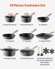 19 Piece Pots and Pans Set Granite Nonstick Kitchen Cookware Induction Black