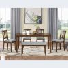 6 Piece Kitchen Dining Set, Rectangular Wooden Dining Table with 4 Upholstered Chairs and a Bench, Dining Table Set for 6 People, Living Room