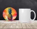 Colorful Pineapple Large Sandstone Coasters Pack of 4 Absorbent Round Coasters Decor Gifts for Men or Women, 4 in, Multicolor